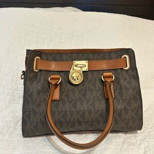 Michael Kors Brown and Tan medium Hamilton Signature  Bag